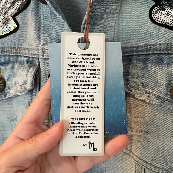 Show Me Your MuMu Light Blue Jean Jacket with Black Accents - Picture 8 of 11